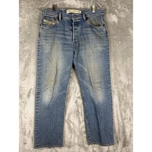 Diesel Industry Mens Jeans Blue Wash Straight Leg Button‎ Fly Size 34 From Italy